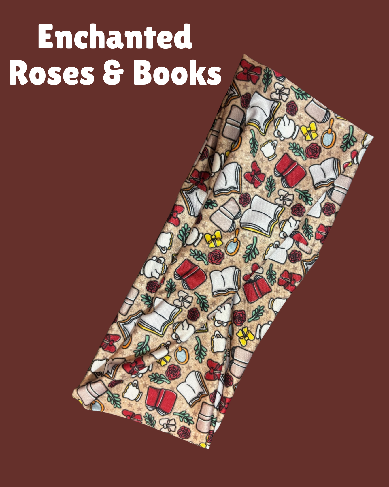 Enchanted Roses & Books Twist Headband