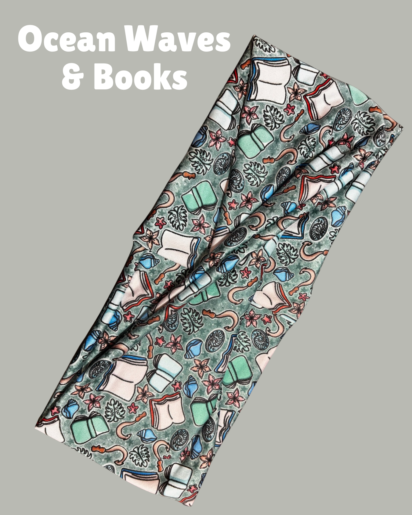 Ocean Waves & Books Twist Headband