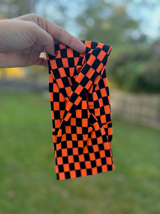 Halloween Checkers Twist Headband