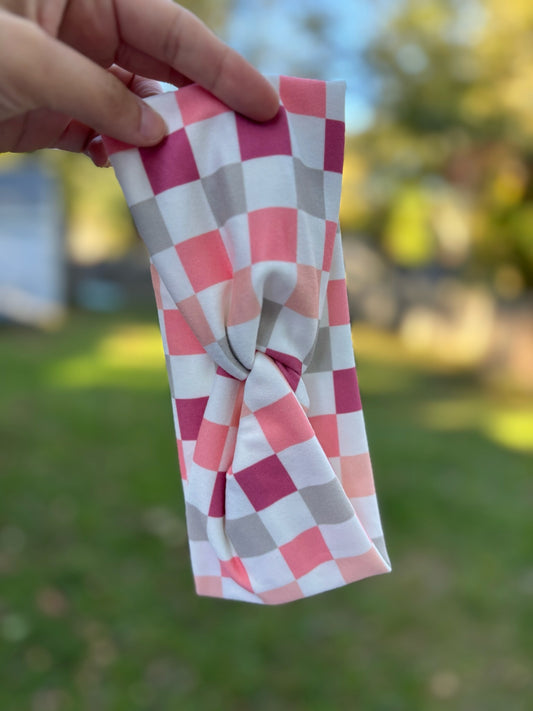 Pink Peach Checkered Willow Knot