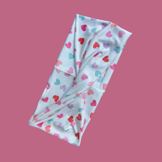 Pastel Hearts Twist Headband