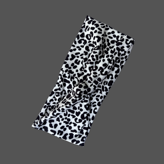White Leopard Twist Headband