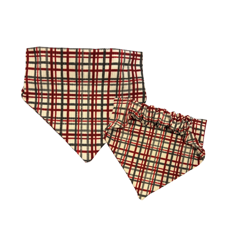 Holiday Check Ribbed Scrunchie Bandana