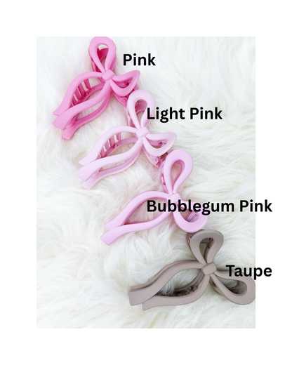 Assorted Pink and Taupe Shades of Bow Clip