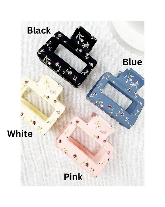 Medium Matte Floral Pattern Jaw Clips