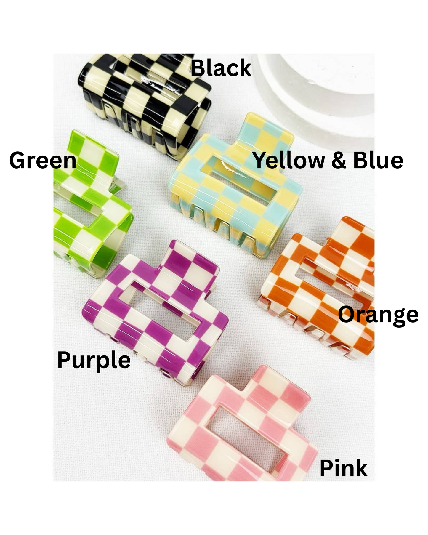Colorful Checkered Medium Size Hair Claw