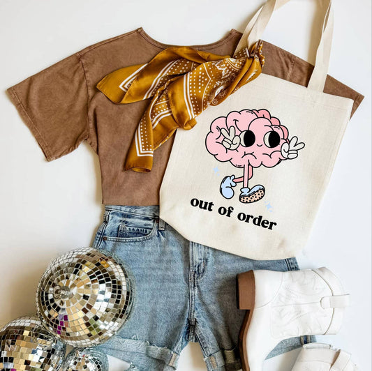Out of Order Funny Tote Bag, Shoulder Bag, Book Bag