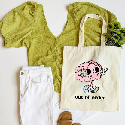 Out of Order Funny Tote Bag, Shoulder Bag, Book Bag