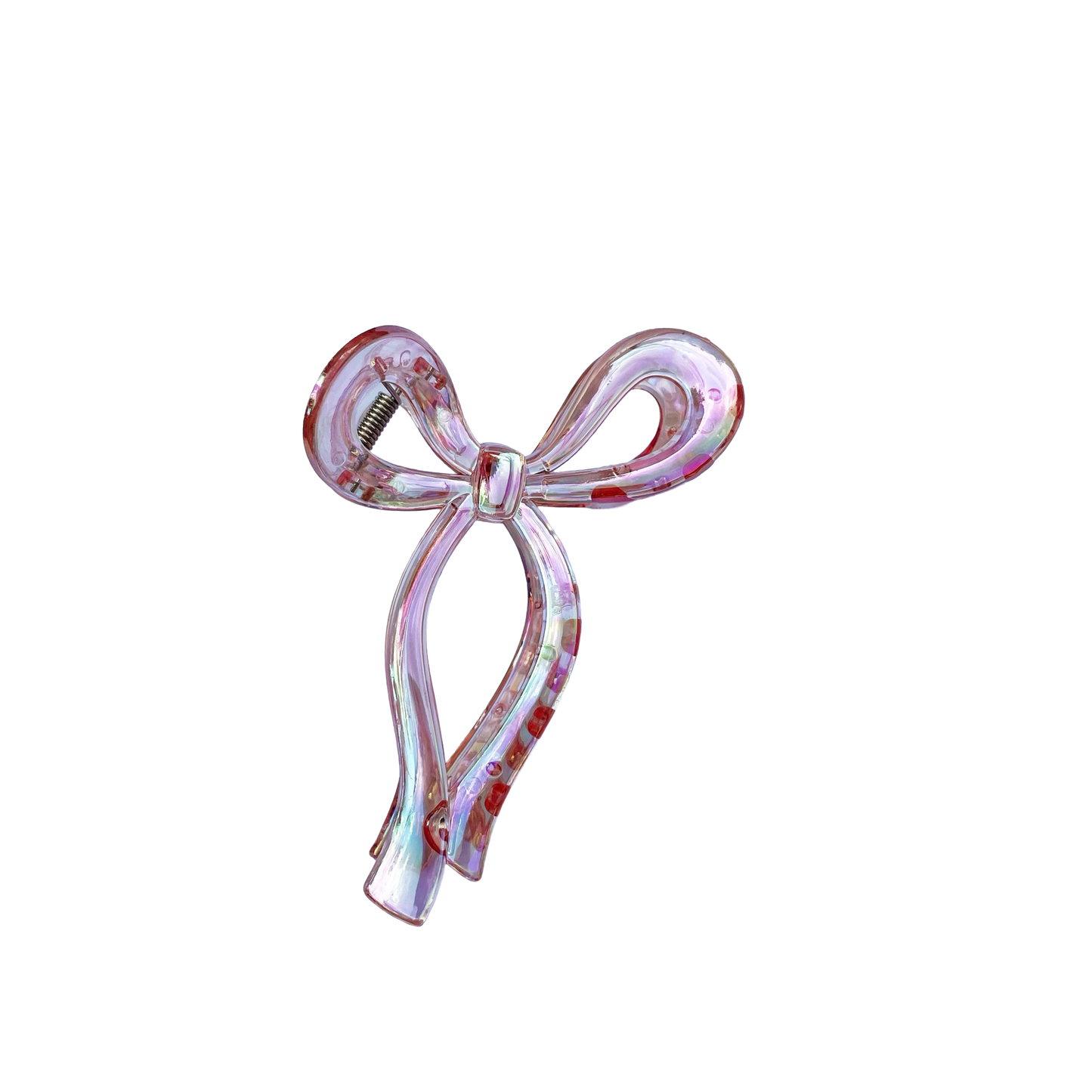 Iridescent Peach Clear Bow Claw Clip 