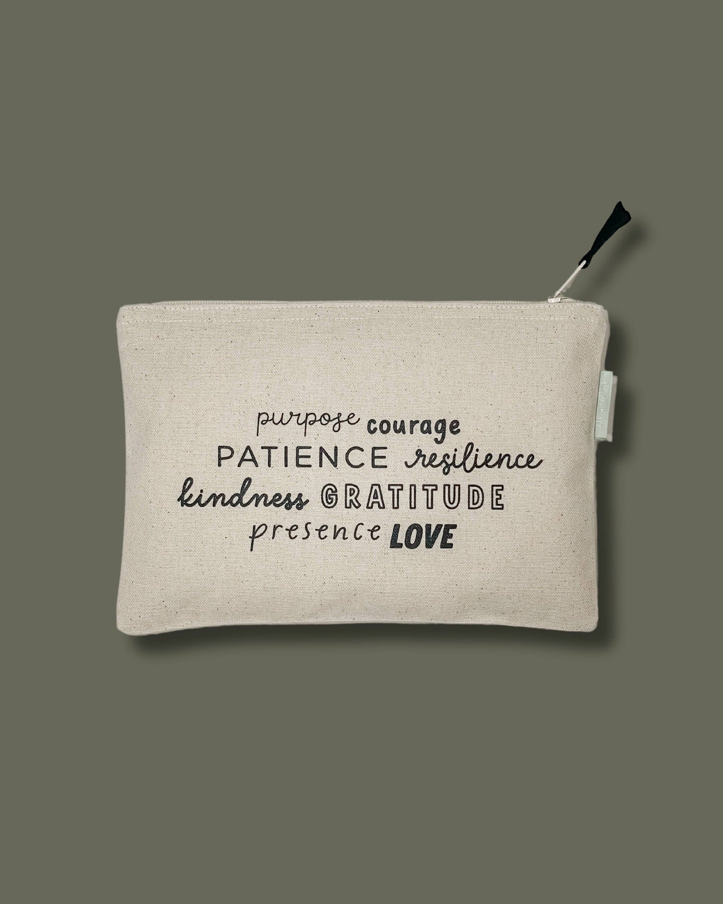 Words to Live By Large Canvas Zipper Pouch