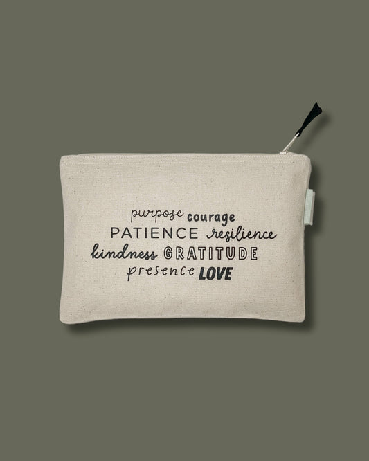 Words to Live By Large Canvas Zipper Pouch