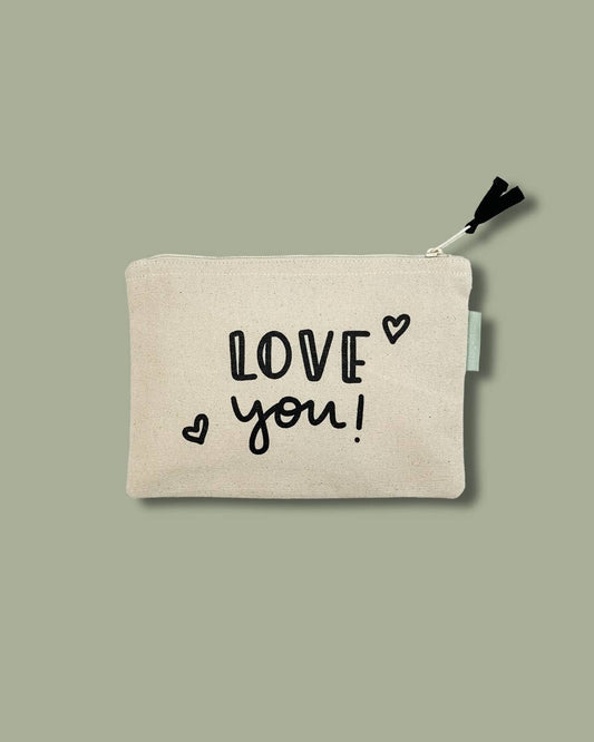 Love You  Small Canvas Zipper Pouch