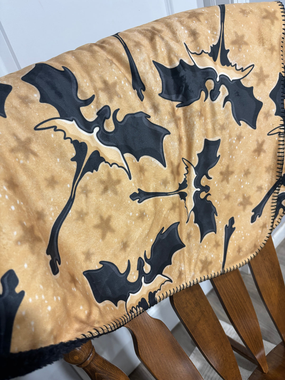Black & Gold Dragons Sherpa Blanket