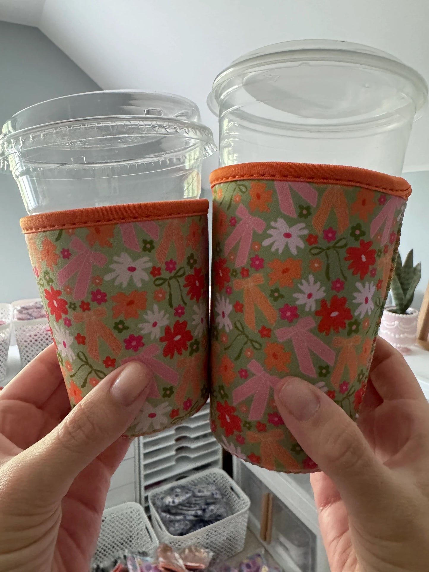 Pink & Orange Bow Coozie