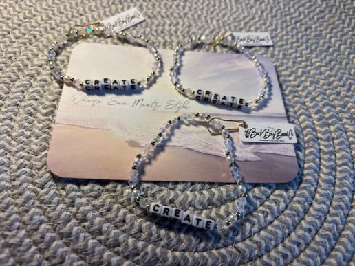 Personalized Word Letter Bracelet Beaded Stretchy Pearl