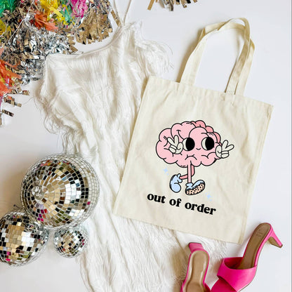 Out of Order Funny Tote Bag, Shoulder Bag, Book Bag