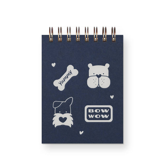 Bow Wow Dog Mini Jotter - Deep Blue