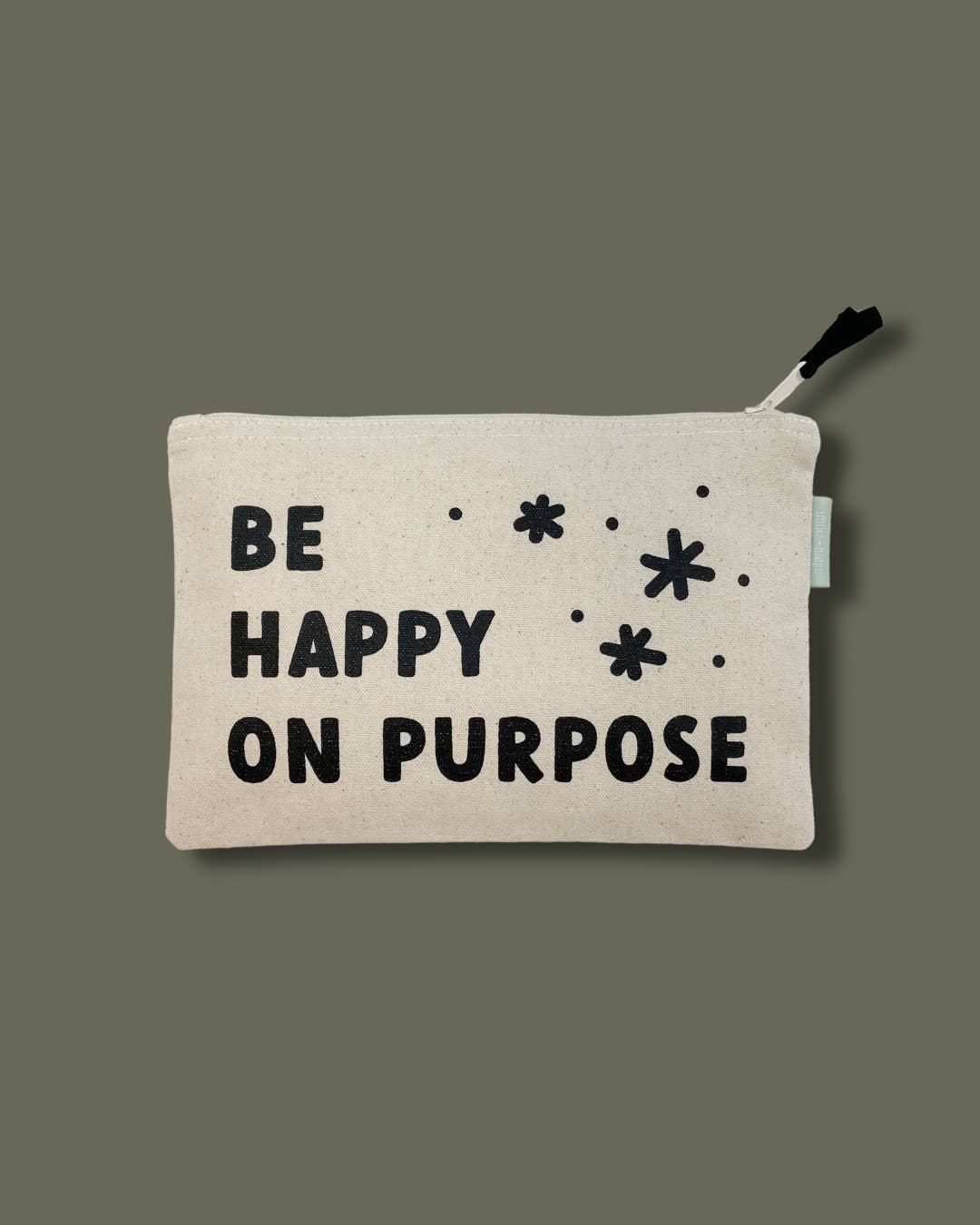 Happy on Purpose Large Canvas Zipper Pouch