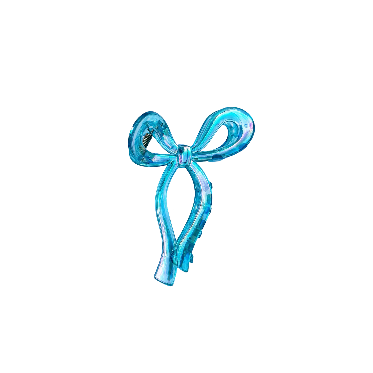 Iridescent Aqua Clear Bow Claw Clip  