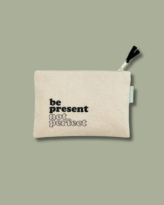 Be Present Small Canvas Zipper Pouch